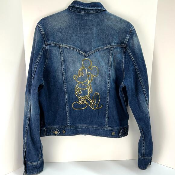 Disney World Denim Jacket Womens Large 50th Anniv Rhinestone Mickey Mouse Back - Picture 3 of 16